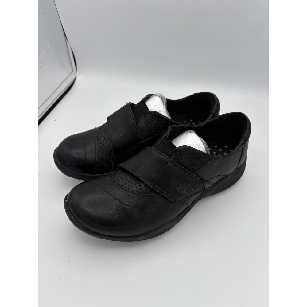 Clarks‎ Shoes Womens Size 5.5 Black Leather Wave Walk Mary Jane Flats Comfort